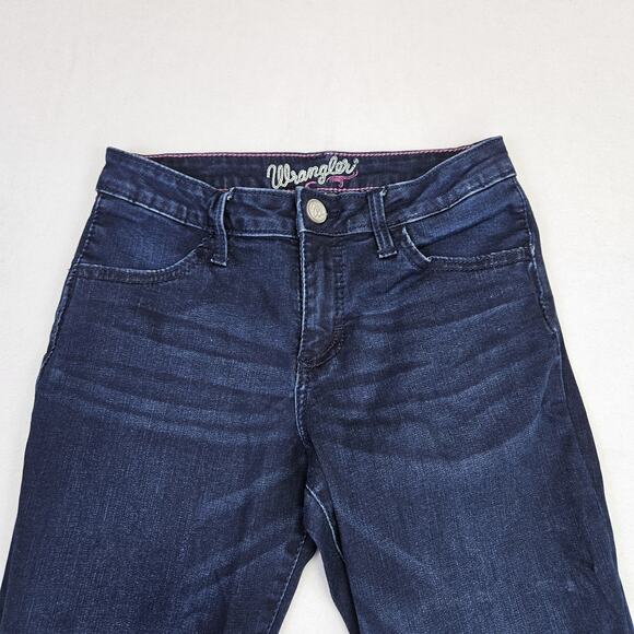 Wrangler Retro Mae Trouser Women 26x30 Stretch 09MWWAB Flared Dark Wash Jean 3/4 - Picture 5 of 16